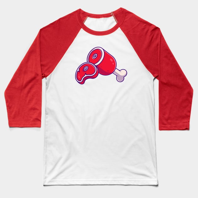 Meat Cartoon Baseball T-Shirt by Catalyst Labs
